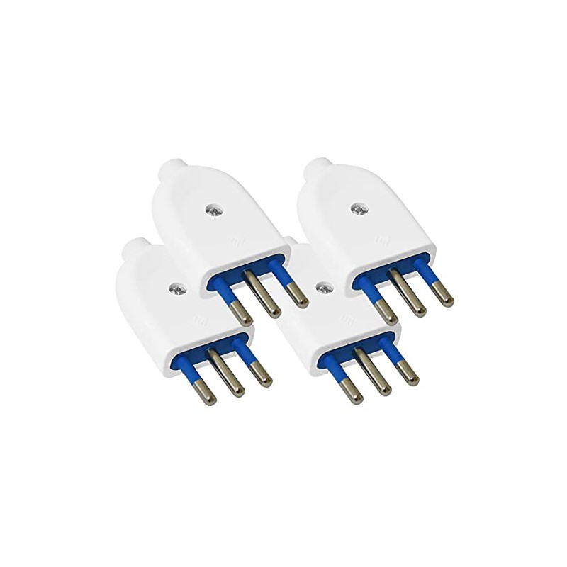 4 Pcs Electrical Plug 10A 2P+T 250V Italian Spade Plug