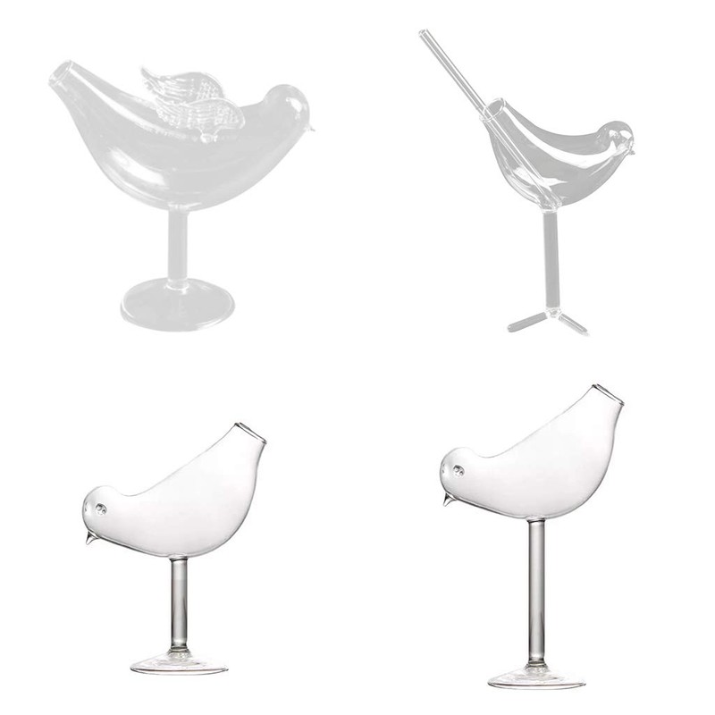 FEIlei Glass Cup, 150Ml Creative Bird Shape Cocktail Goblet Glass