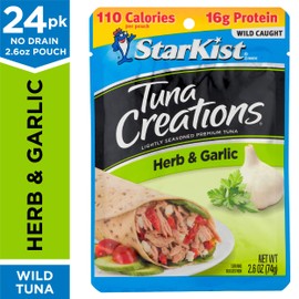 StarKist Tuna Creations, Herb and Garlic, 2.6 oz pouch (Pack of 24) (Packaging May Vary)