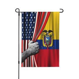Ecuadorian Ecuador American Usa America Friendship Garden Flag 12x18 Double Sided Printed 100d Polyester Lightweight Outdoor Welcome Banner For Outside Yard Small Flags