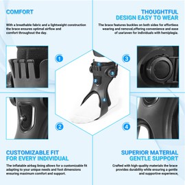 Malloraned AFO Foot Drop Brace,Medical Ankle Foot Orthosis for Hemiplegia Stroke Varus Walking Support Shoes,Ankle Brace Stabilizer with Inflatable Airbag (Left, Medium)