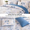 Blue Quilt Set King,3 Pieces Reversible Elegant Blue Botanical Leaves