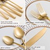 Kelenfer Silverware Set Flatware Set Shiny Gold Cutlery Set with