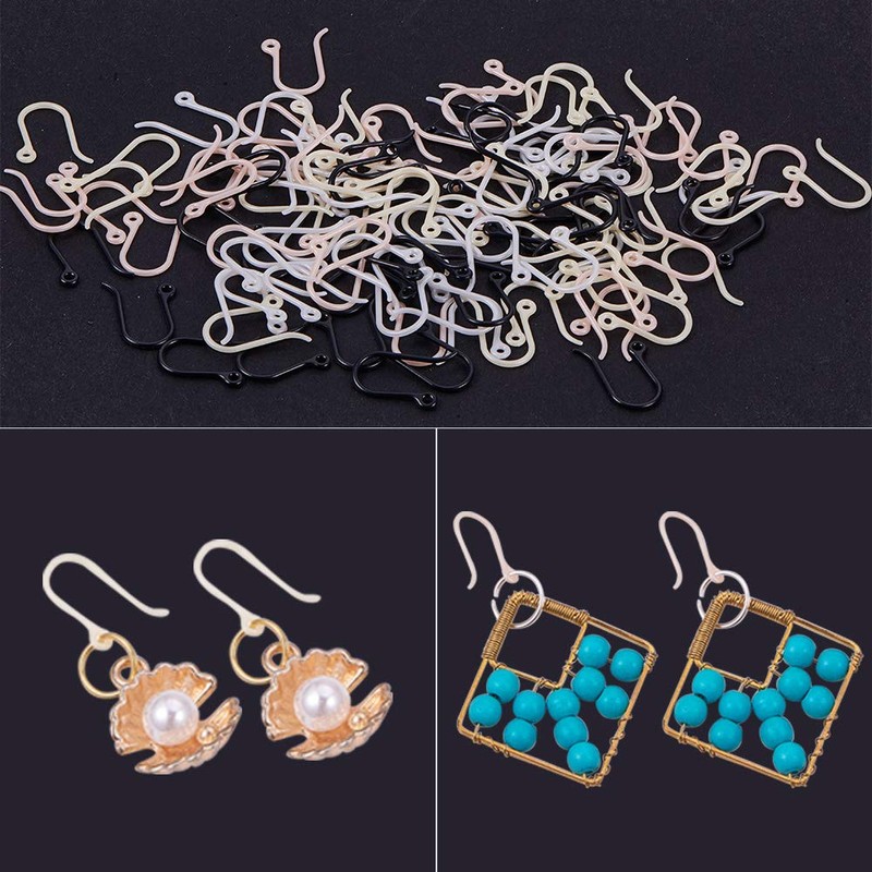 PH PandaHall 120pcs Earring Hooks, 4 Color Non-Allergenic Plastic Ear