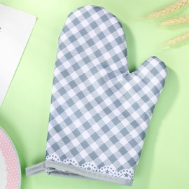 SOGIBUR Oven Mitts-2 Pcs Set-Cotton Kitchen Gloves,Baking Gloves for Cooking Barbecue Heat Resistant (Blue)