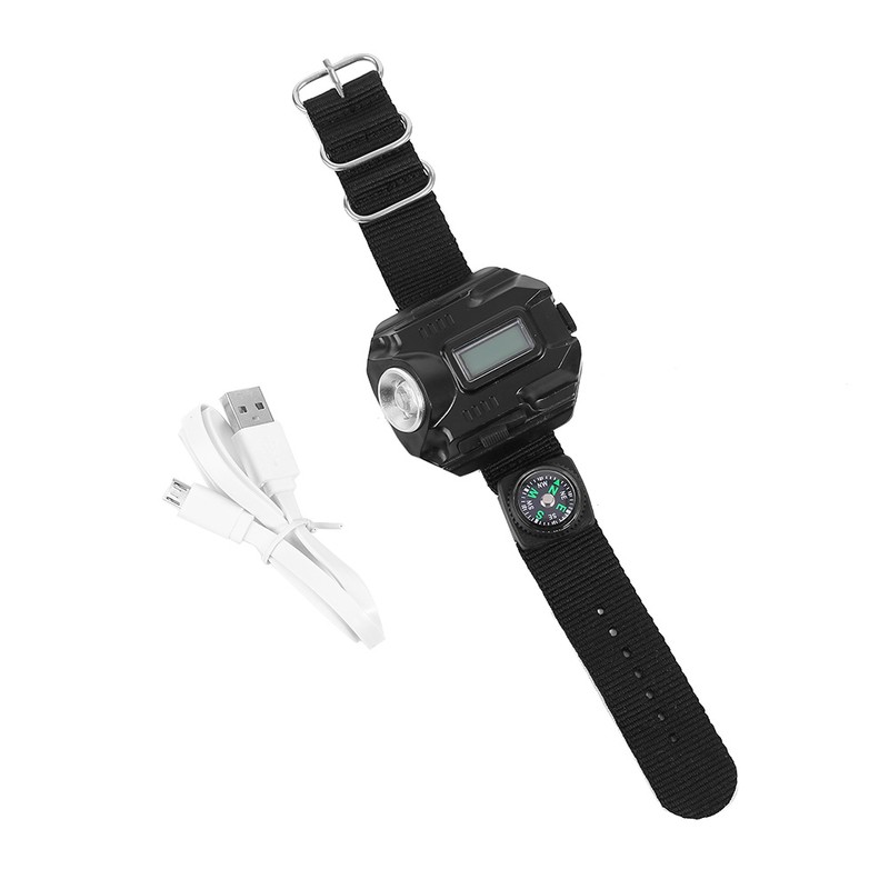 Portable LED Wrist Watch Flashlight Torch Light USB Rechargeable Flashlight