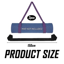 Pack of 2 Carrying Strap Yoga Mat, Gym Mat, Fitness Mat, Yoga Bag, Sports Mat, Strap, Yoga Mat, Adjustable Strap, Cotton Yoga Mat Strap, Yoga Mat Strap for Carry, Storage, Organising, purple