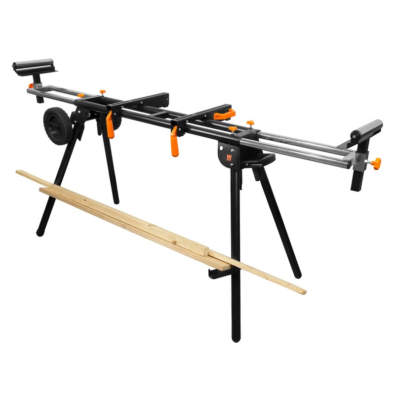 WEN Miter Saw Stand, Collapsible and Rolling with 3 Onboard