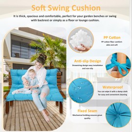 QLWYKJP Swing Replacement Cushions for Outdoor: 2-3 Seater Waterproof Porch Bench Cushion with Backrest and Ties - 4" Thick Swing Cushion for Garden Patio Backyard Loveseat