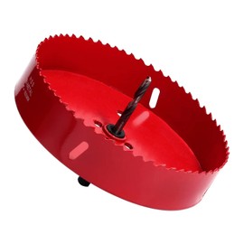 Hole Saw 6 Inch for Recessed Lighting, 152mm HSS Bi-Metal Hole Saw for Wood, 32mm Cutting Depth Hole Cutter for Wood Cornhole Boards, Plastic, Drywall, Fiberboard, Red