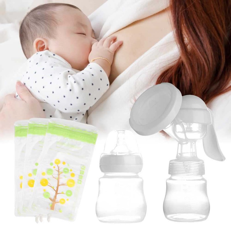 Manual Suction Breast Pump Adjustable Painless Baby Infant Feeding Milk