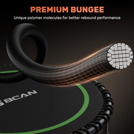 BCAN BCAN Adult Mini Trampoline, 40" Fitness Trampoline with Bungees, U Shape Adjustable Foam Handle, Stable & Quiet, Indoor Outdoor Workout-Green