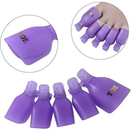 10Pcs Purple Useful Toenail Clips Nail Art Caps Soak Off UV Gel Clamp Remover Beauty Tool Sleek Nail Remover Clips With Anti-Slip Design Nail Polish Removers