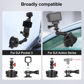 Mechrig Suction Cup Mount for DJI Osmo Pocket 3,Car Windshield Window Dash Holder Kit with Expansion Adapter Accessories for DJI OSMO Pocket 3 Camera