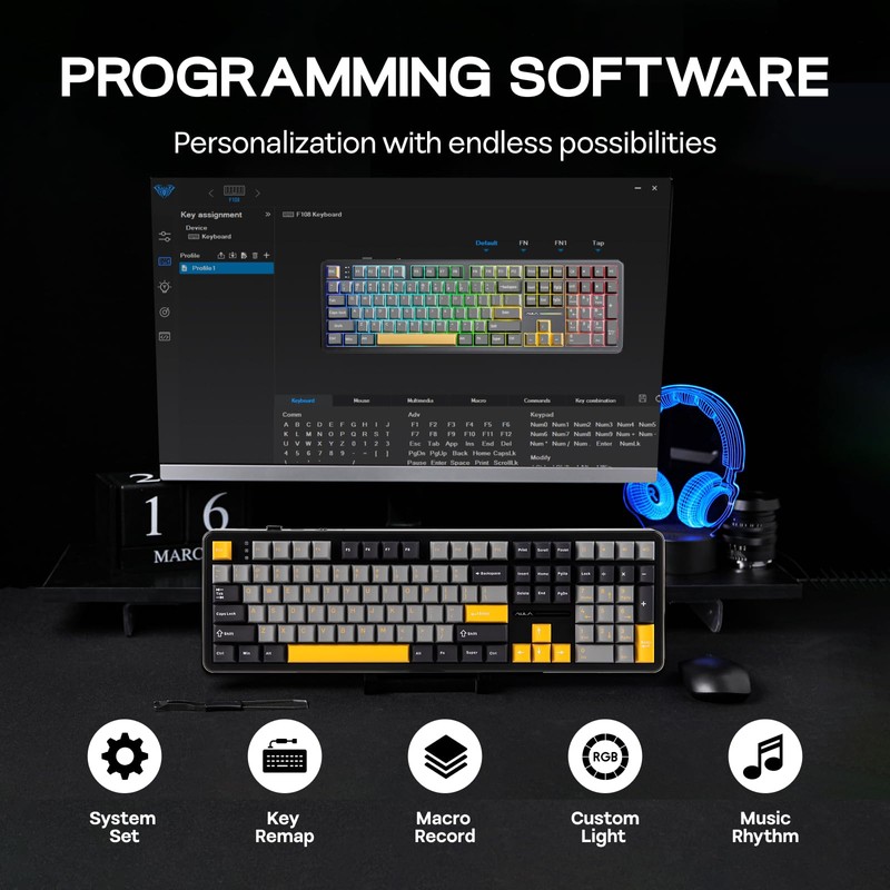 EPOMAKER Aula F108 Full Size Wireless Gaming Keyboard with 4000mAh
