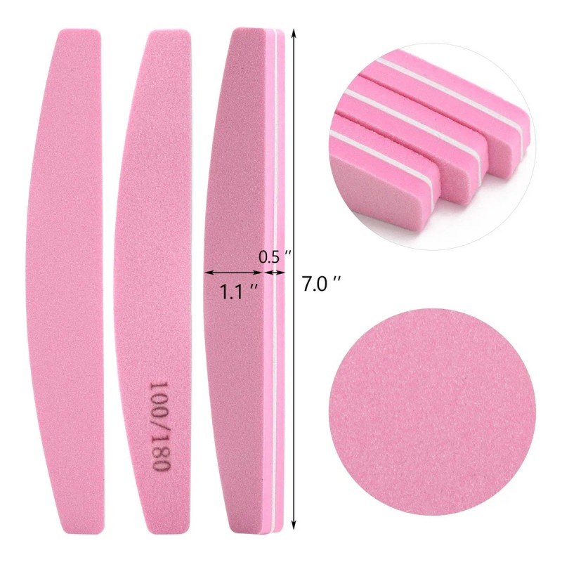 Pack Limas Uñas Planas Shinetour Grano 100/180 Rosa 10 Pzs