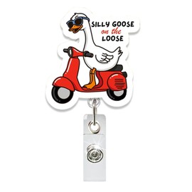Funny Silly Goose Badge Reel,Silly Goose on the Loose Retractable Badge Holders with Cute Design,Id Badge Holders Retractable Clip for Nurses, Teacher,Office Worker