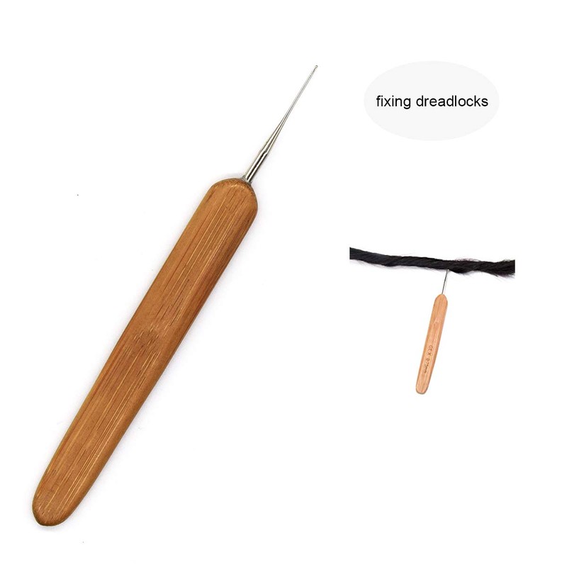 AUEAR, 2 Pack Dreadlock Crochet Hook Needle Tool with Bamboo