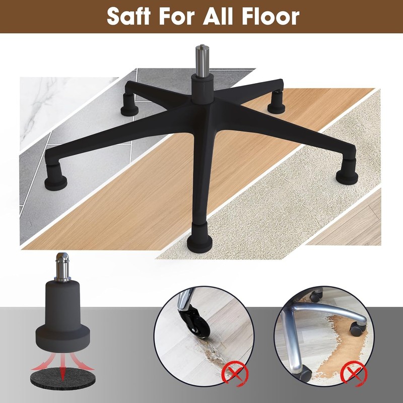 Office Chair Glides Bell Glides Replacement Fixed Castors 5PCS Black