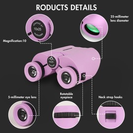 BOSSDUN Compact Binoculars for Adults with High Power, 10X25 Small Waterproof, Fogproof and Shockproof Binoculars for Children, Bird Watching (Z)