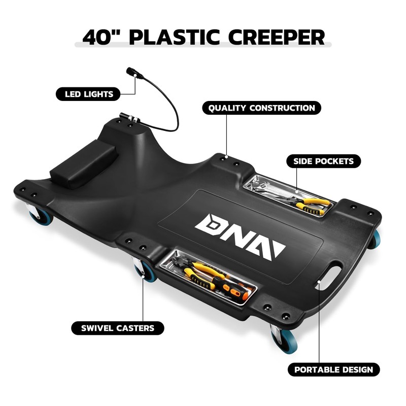DNA MOTORING 40 Inch Low Profile Plastic Rolling Garage Shop