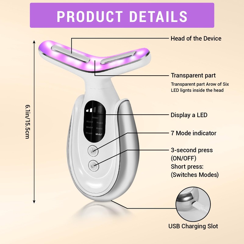 Asheyya Red Light Face Neck Lift, 7-in-1 Led Facial Sculptor