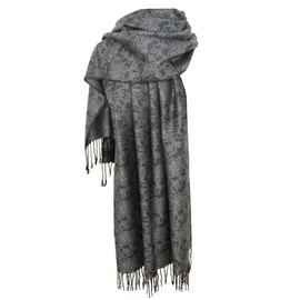 Nella-Mode Elegant & Elegant Scarf Stole Floral Pattern Many Colours, anthracite/silver