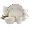 Elama White Lily 16 Piece Luxurious Stoneware Dinnerware with Complete