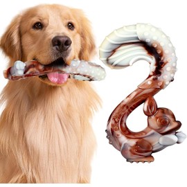 Dog Chew Toy for Aggressive Chewers, Indestructible Dog Toys, Tough Dog Chew Toys with Long Lasting Beef Flavor, Durable Toy for Medium and Large Dogs, Teeth Brushing and Boredom Brearking-Squirrel