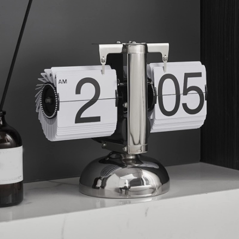 Retro Minimalist Mechanical Flip Down Clock, Quartz Movement, Easy to
