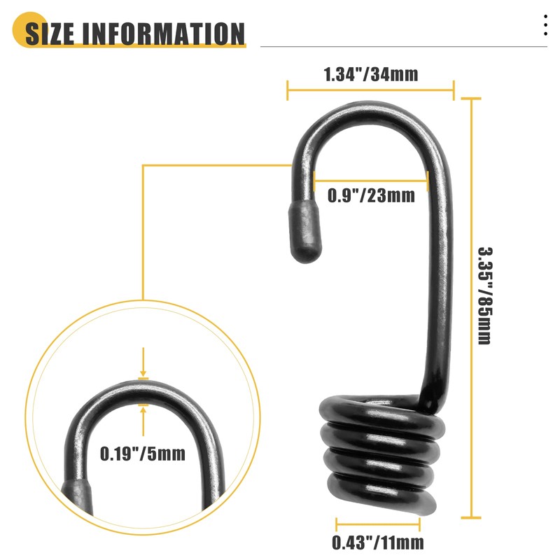 BokWin 10 Pcs Bungee Shock Cord Hook Plastic Coated Bungee