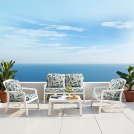 PATIOHIT 24x24 Inch Outdoor Cushions for Patio Furniture Water-Repellent Patio Chair Cushions 2-Year Fade Resistant Deep Seat Cushions, Replacement Cushions for Outdoor Furniture (Green Flower)