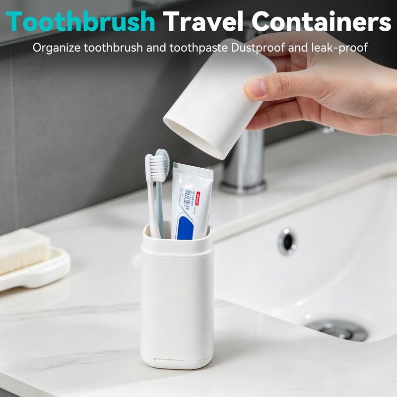 White Travel Toothbrush Case, Portable Plastic Toothbrush Holder with Dustproof
