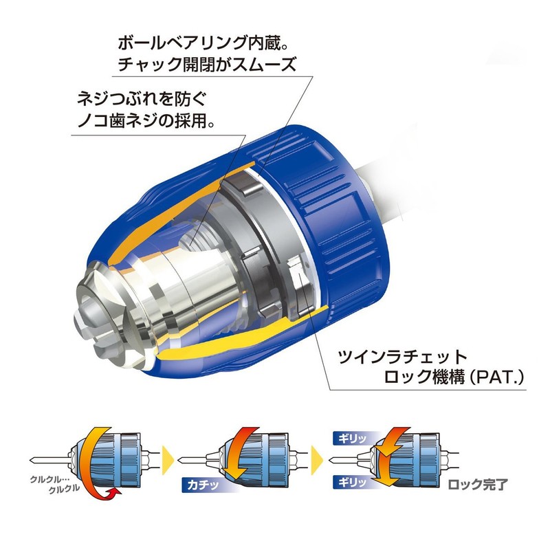 VESSEL BH-28 SDS Plus Drill Chuck with Clear Type (Grip