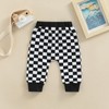 Toddler Baby Boy Girl Checkerboard Plaid Pants Elastic Waist Casual