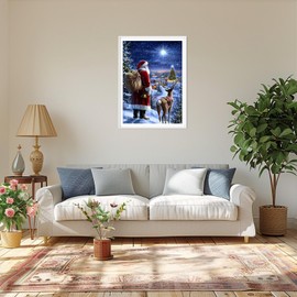 MAXBYE Christmas Diamond Painting Kits for Adults, DIY Diamond Art Kits Santa Claus Round Full Drill for Beginner, Christmas Elk Crystal Cross Stitch Gem Art Craft for Home Wall Decor Gifts 30x40cm