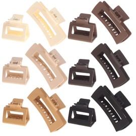 ETHEL 12 Pack Square Claw Clips, Big and Small Neutral Rectangle Hair Non-slip Matte Large Clips for Women,Strong Hold jaw clip Thick Thin