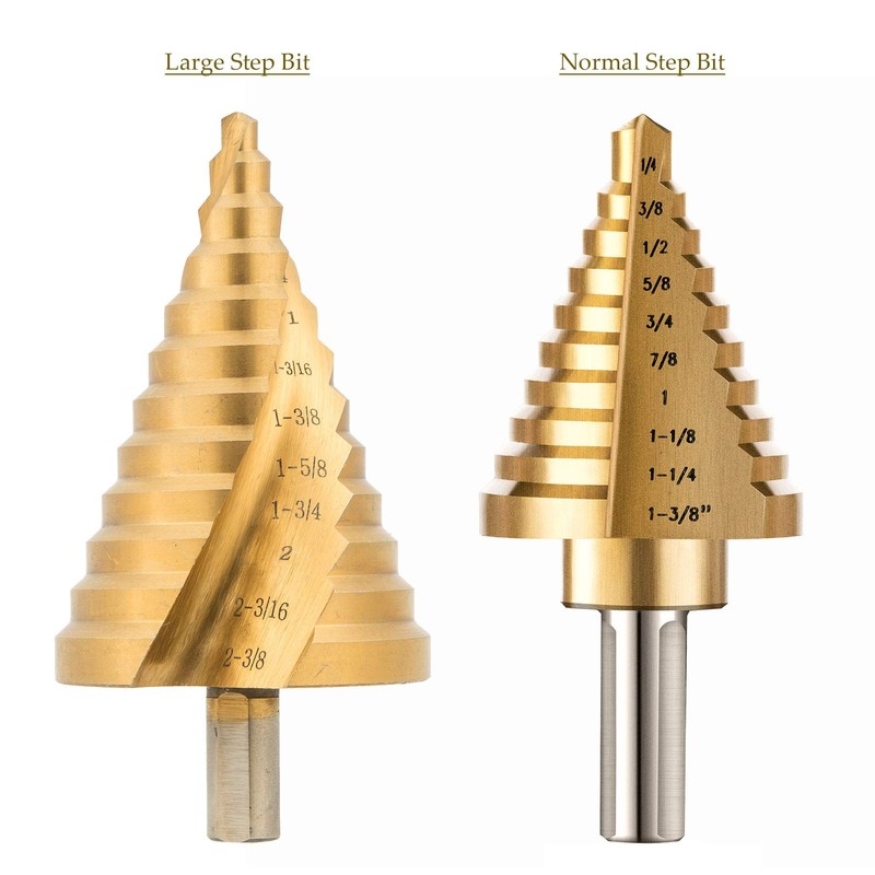 ZELCAN Large HSS Spiral Groove Step Drill Bit, 12 Sizes
