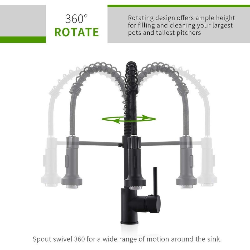 GIMILI Black Kitchen Faucet with Sprayer Modern Single Handle Pull