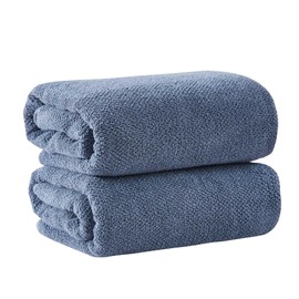 Great Bay Home Blue Bath Sheet - 100% Cotton Oversized 2 Pack 68x35 Extra Large Towel Set - Absorbent, Quick-Drying, Durable Bath Sheet for Bathroom Decor - Low-Twist, Two-Ply Fibers (Chambrey Blue)
