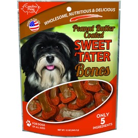 Carolina Prime Pet 45256 Peanut Butter Coated Sweet Tater Bone Treat For Dogs ( 1 Pouch), One Size