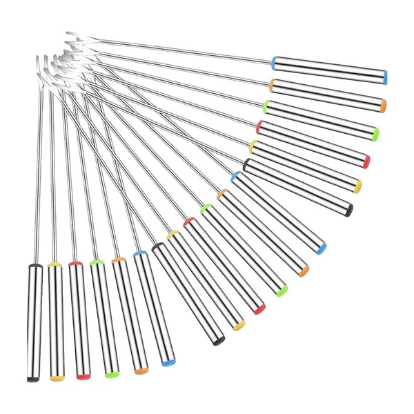 Fenteer 18 Pieces Stainless Steel Fondue Forks Hot Pot Forks