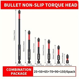 Magnetic Phillips Screwdriver Bit Set, High Hardness Anti-slip Screwdriver Head Kit, Assembly & Disassembly Tool for Electric & Manual Drill