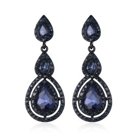 Clearine Rhinestone 3 Teardrop Earrings for Women Bridal Wedding Party Prom Clear Silver Tone, Crystal