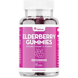 Elderberry Gummies with Zinc, Vitamin C & Vitamin D - Suitable for Adults & Children - Zinc for Immune System - Sambucus Black Elderberry (Elderberry Gummies - 60, 1 Pack)