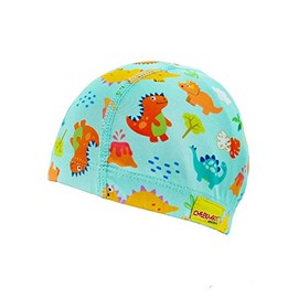 Cheekaaboo Swim Cap for Toddler and Kids, Age 2 - 8 (Pumpkin Orange / Dino)