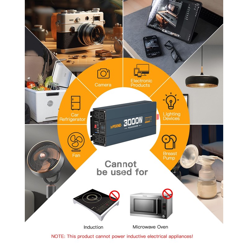 MWXNE 3000W Inverter DC 12V to AC 120V for Vehicles,