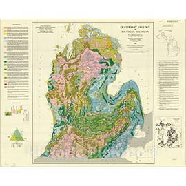Historic Pictoric Map : Michigan 1982 2, Quaternary Geology of Michigan, Antique Vintage Reproduction : 24in x 18in