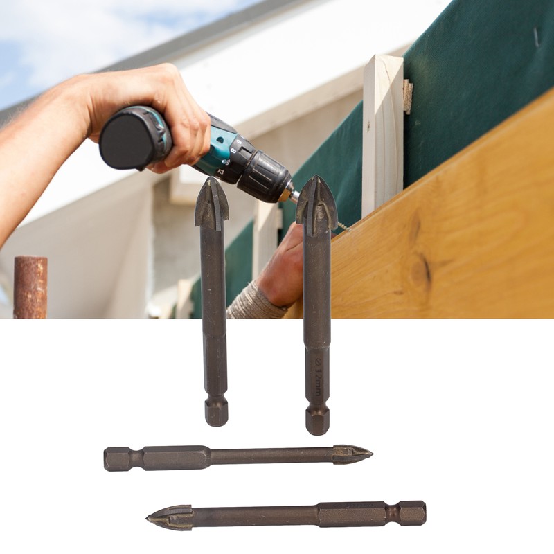 5Pcs Cross Hex Drill Bit Carbide Glass Drills Bits Concrete