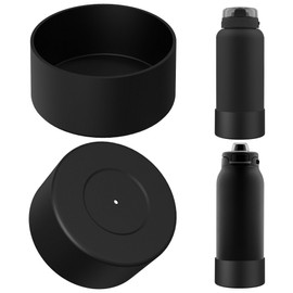 Linkidea 2 Pack Water Bottle Boot Compatible with Ello Cooper/Pop & Fill Bottle 32oz, Silicone Anti-Slip Bottle Bottom Sleeve Bumper Protector (Black)